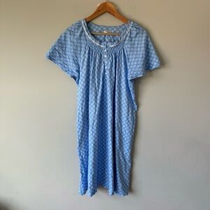 Blue Patterned Short Sleeve Dress